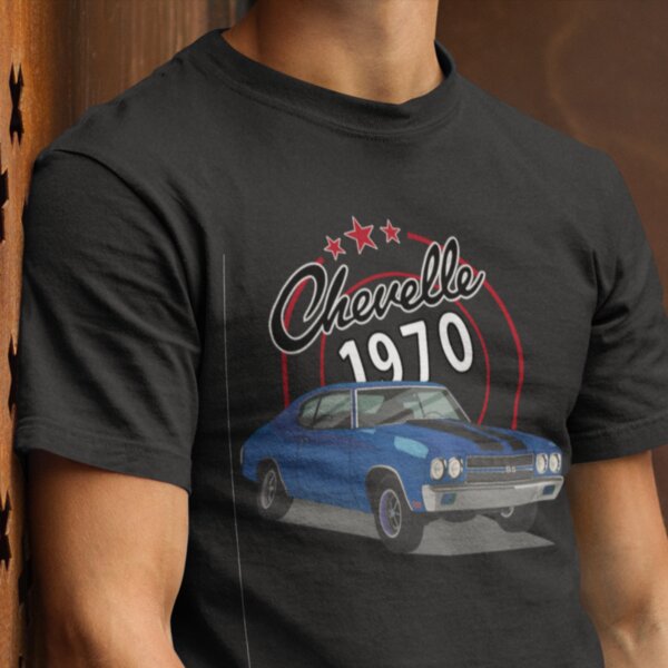 Blue 70' Chevelle Muscle Car T-Shirt Thumbnail